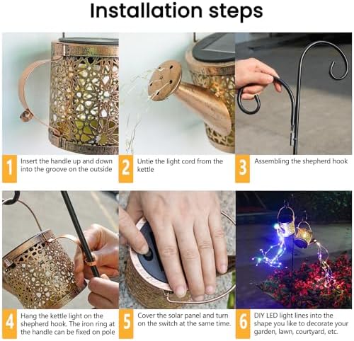 Solar Lights Outdoor Decorative, 2 Pack Solar Watering Can Lights - Image 4