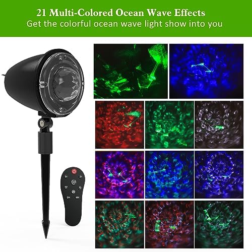 Halloween Laser Projector Lights,Syslux Outdoor Projector Light,21 Colors Ocean Ripple Projection with Remote Control for Christmas Thanksgiving Indoor Wedding Garden Party Holiday Decorations - Image 2