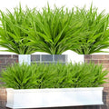 16Pcs Artificial Grass Fake Plants 17.3in 16 Leaves Outdoor Fake Grass UV Resistant Greenery Plastic Plants for Home Window Garden Patio Hanging Planter Pathway Front Porch Décor Green by Phliofd