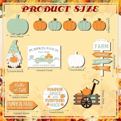 Sumind 15 Pcs Fall Decorations for Home Fall Tiered Tray Decor Set,Gnomes - Image 3