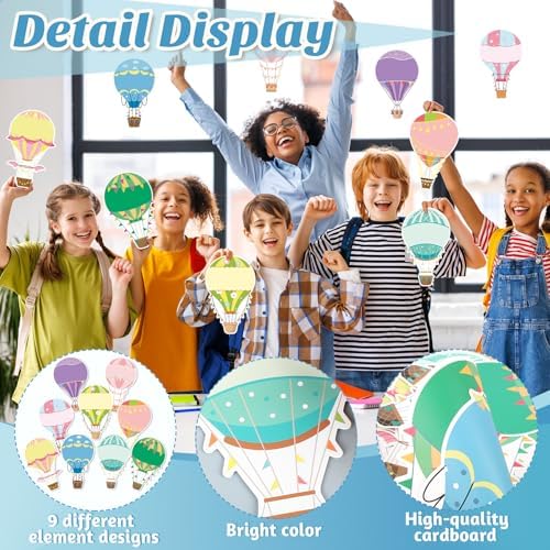 45Pcs Hot Air Balloons Cutouts Colorful Balloon Name Tags Labels Paper Cutout Bulletin Board Classroom Decoration - Image 4