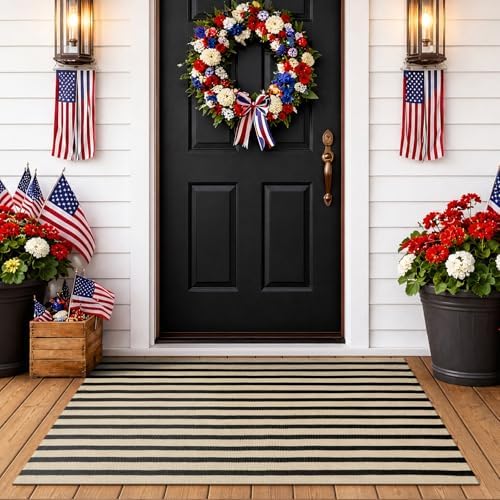 OJIA Outdoor Porch Rug Fall Front Door Mat 24"x51", Black and Tan Rugs - Image 6