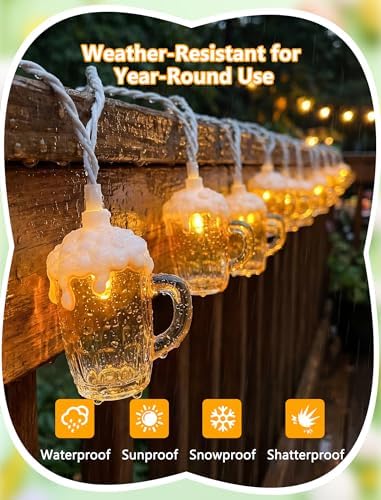 10LED Beer Mug String Lights, 8.5Ft Oktoberfest Decorations Party Lights - Image 3