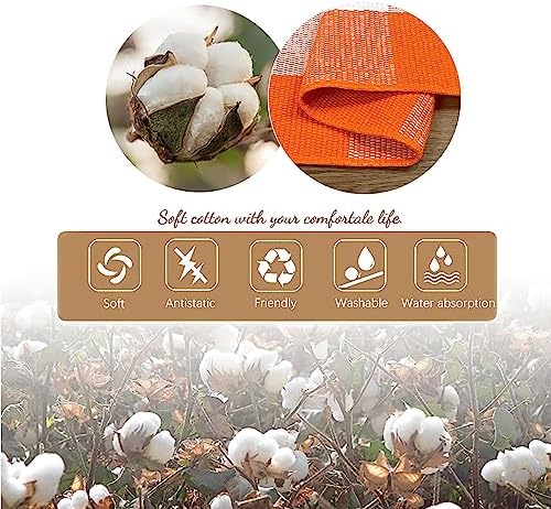 KILOCOCO Halloween Buffalo Plaid Rug 4x6 ft Orange and White Front Door Rug - Image 4