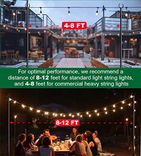 10ft String Light Poles for Soft Surfaces, Light Poles for Outdoor String Light, Perfect for Garden, Backyard, and Patio Lighting Stand for Parties, Wedding - Matte Black Finish - 2 Pack - Image 3