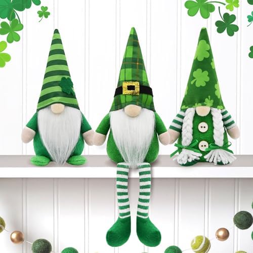 St Patricks Day Gnomes Decor Indoor, 3Pcs St Patricks Day Decorations Gnomes, Shamrock Decorations for Table, Tiered Tray Irish Home Decor Gnome Gifts by AllaboutGnomesDecor