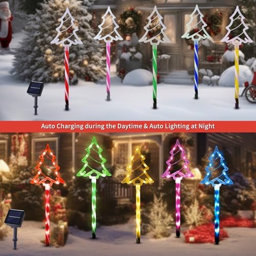 BRIGHTDECK Solar Christmas Tree Pathway Lights Outdoor Decorations, 5 Pack - Image 3