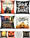 Halloween Decorations Set Of 4 Double-Sided Print Pillow Covers 16" x 16", with 8 Cute Halloween Decor Patterns, Elegant Invisible Zipper, Soft Linen Throw Pillow Covers for Outdoor & Indoor Use by multiwins
