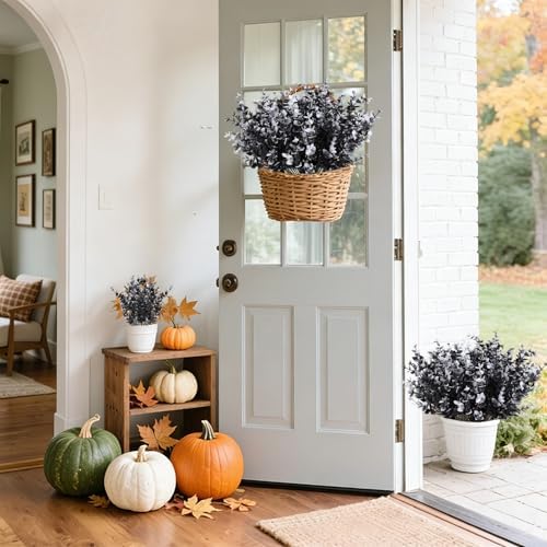 RECUTMS Black Artificial Greenery,12Pc Fake Fall Outdoor UV Resistant Plant - Image 4