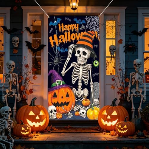35.4" x 70.8" Halloween Door Cover, Haunted House Front Door Decor - Image 4