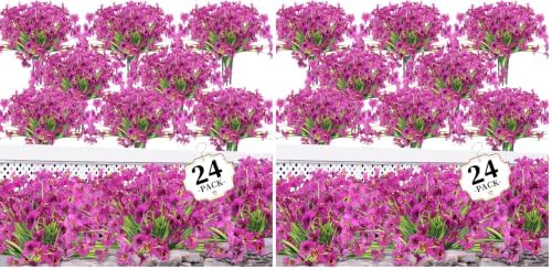 ColoPlay 24 Light Purple Bundles Artificial Flowers for Outdoors/Indoors Fake Flowers Plants for Indoor Outside Garden Porch Window Box Home Wedding Farmhouse (Pack of 2) by ColoPlay