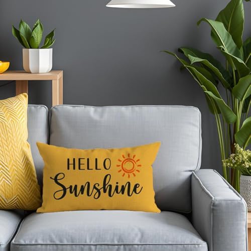 PANDICORN Spring Summer Yellow Throw Pillow Cover 12x20 Inch Hello Sunshine - Image 7
