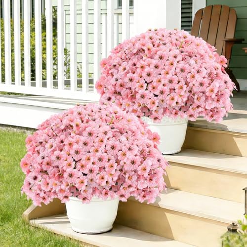 Powbrace 22 Pack Artificial Flowers for Outdoor Indoor Fake Plants(Pink) - Image 4