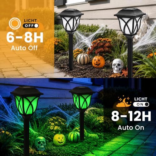 GIGALUMI Solar Halloween Lights Outdoor, LED Solar Pathway Lights 8 Pack - Image 5