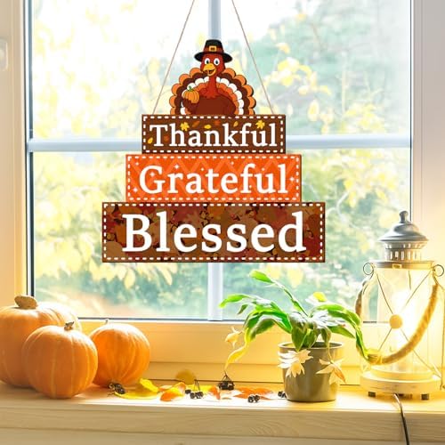 Thanksgiving Decorations Wooden Turkey Door Sign Thankful Sign Decor - Image 3