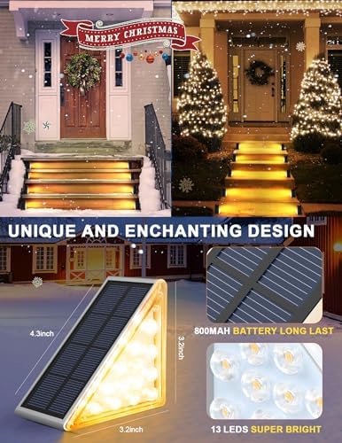 AUDLES LED Solar Step Lights Waterproof Outdoor Stair Lights, Warm White Solar Deck Lights IP67 Solar Decoration Lights for Yard, Patio, Garden, Walkways, Front Door, Pathway, Driveway, Porch 12 Pack - Image 6