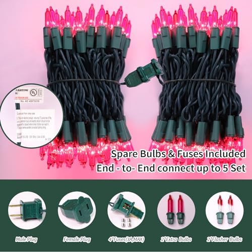 LAMPHOME Pink Christmas String Lights, 100 Count 19.6 FT Mini Valentine's Lights, Waterproof Pink Lights for Indoor Valentine's Day Garland Wedding Party Festival Xmas Tree Decoration - Image 2