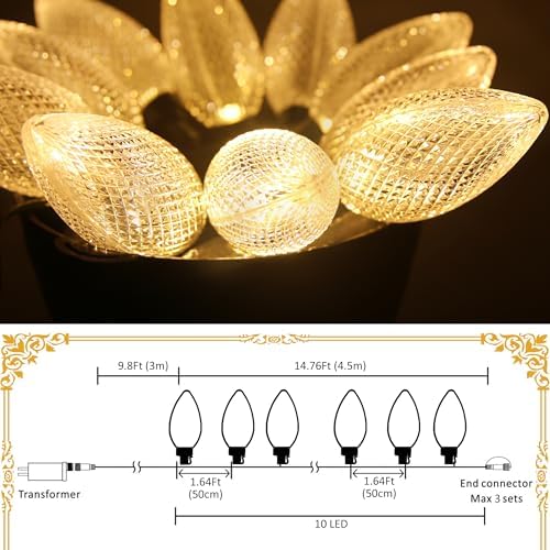 AWQ 10PCS LED 24.6FT Christmas Pathway Lights Outdoor Multi & Warm - Image 2