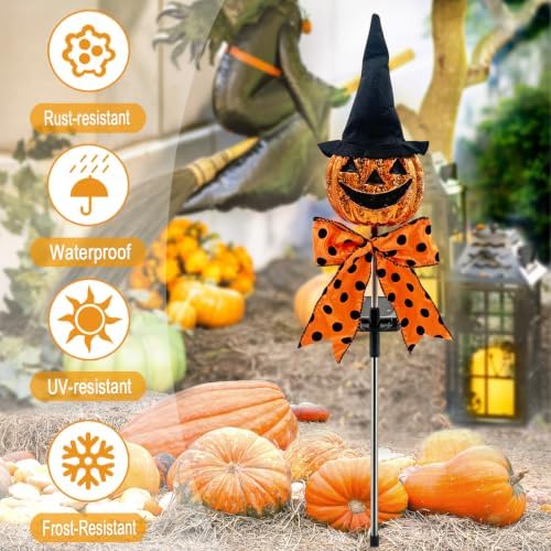 Halloween Decorations Outdoor,2 Pack Jack'O Solar Lantern Garden Stakes - Image 2