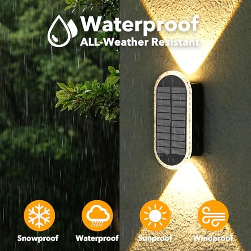 Herzila Solar Fence Lights - RGB & Warm White, LED Christmas Solar Lights Outdoor Waterproof 7 Colors,2 Lens Top and Bottom Lighting for Outdoor/Patio/Wall/Fence Pack of 2 - Image 6