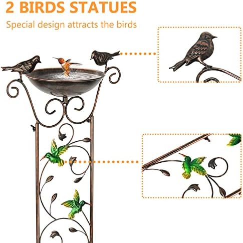 SUNNYPARK 43.5 Inch Metal Bird Bath Bowl with Garden Trellis Outdoor - Image 2