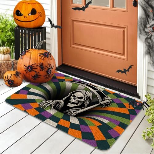 Halloween Door Mat, 3D Illusion Horror Doormats Halloween Porch Entrance Decor Non-Slip Doormats Outside 30x17 Inch - Image 4