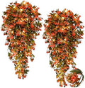 RECUTMS Artificial Fall Hanging Flowers with 30 LED Fairy String Light 2Pcs by RECUTMS