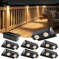 Bridika Solar Fence Lights Outdoor 8 Pack, Bright Solar Deck Lights with Lens, 3 Color Modes IP65 Waterproof Large Size Step Lights for Outside, Fence, Stair, Backyard, Patio, Wall by Bridika
