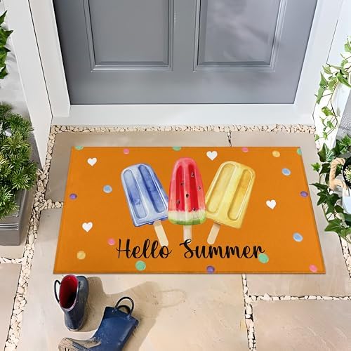 Summer Door Mat for Front Door Sunshine Welcome Doormat Non-Slip Washable Summer Outdoor Mat Entry Rug for Indoor Outdoor Home Summer Decorations 17 x 30 Inch - Image 5