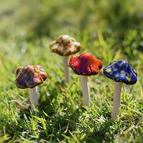 Danmu Garden Decor, 4pcs (Random Color) Ceramic Mushroom for Garden, Yard, Fairy Garden - Lawn Ornament Décor, Pottery Ornament 4.52" in Height - Image 4