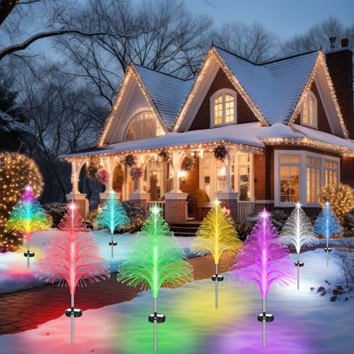 Baquler 12 Pack Solar Christmas Tree Lights Waterproof Path Stake 7 Modes - Image 6