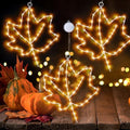 (New) Cerflyer Fall Decoration, Thanksgiving Window Lights with Suction Cup, Metal Frame Maple Leaf Silhouette Lights for Window Wall Home Fall Thanksgiving Décor, Battery Operated - 3 Pack by cerflyer
