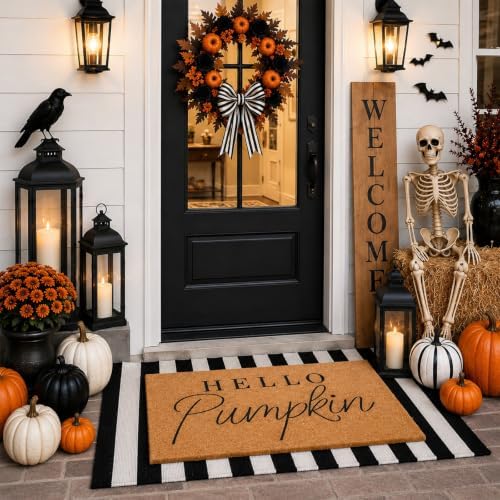 Duraaamo Black and White Striped Rug 2' x 3' for Halloween Outdoor Decor - Image 5