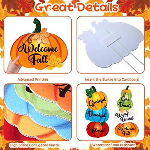 Vicenpal 6 Pcs Fall Pumpkin Yard Stakes Thanksgiving Harvest Lawn Sign - Image 5