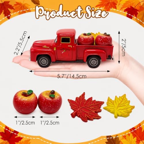 Fall Apple Decor Truck - Apple Decorations - Apple Decorations for Home and Maple Leaves, Farmhouse Autumn Harvest Tabletop Decoration for Thanksgiving Mantel Shelf Tiered Tray Centerpiece - Image 4