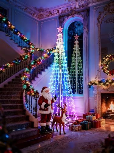 Flacchi 7.8FT Smart Christmas Tree Lights - Star Tree Topper with Removable Bracket, App Control, Sync with Music, Waterfall Colored Lights for Indoor Outdoor Xmas Decorations (7.8FT/ String Lights) - Image 6