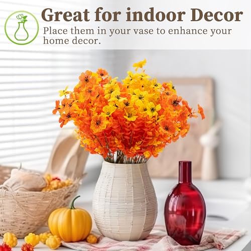 ColoPlay 16 Bundles Artificial Mums for Outdoors, Fake Flowers Fall Decor - Image 7