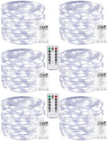 6 Pack 60 LED Fairy Lights Battery Operated with Remote, 20 FT Cool White by BOSSERN