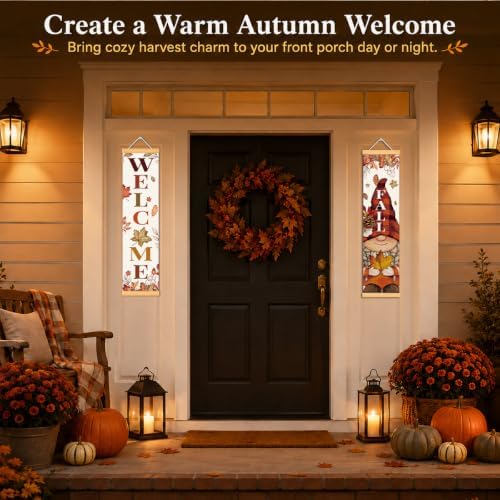 Welcome Fall Door Banner Set of 2, Gnome Leaf Porch Decor for Home - Image 6