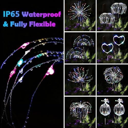 2-Pack Solar Firework Lights for Outside Waterproof Garden Fairy Lights - Image 4