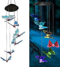 AVEKI Solar Wind Chimes Outdoor, Color-Changing Mobile Wind Chime Waterproof, Solar Powered LED Hanging Lamp for Outdoor Garden Festival Decoration (Butterfly) Wind Chimes by AVEKI