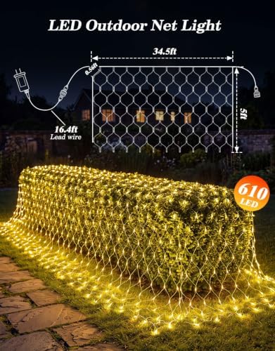 34.5x5FT Christmas Net Lights Outdoor Plug in with 8 Modes - Image 2