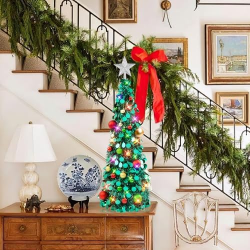 N&T NIETING Pop Up Christmas Tree with Lights & Ornaments,3FT, Peacock Blue - Image 2