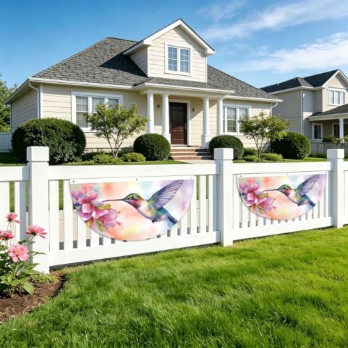 Hummingbird Flowers Semicircular Hanging Decorative Bunting Flag 2pcs - Image 5