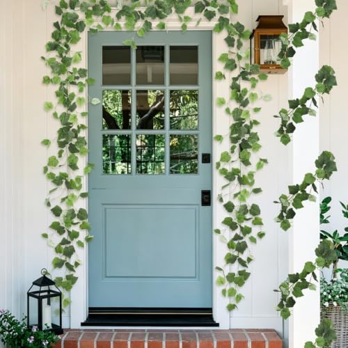 RECUTMS 2Pcs Artificial Grape Leaves Ivy Vine 5.9Ft Silk Green Leaf Garland - Image 2