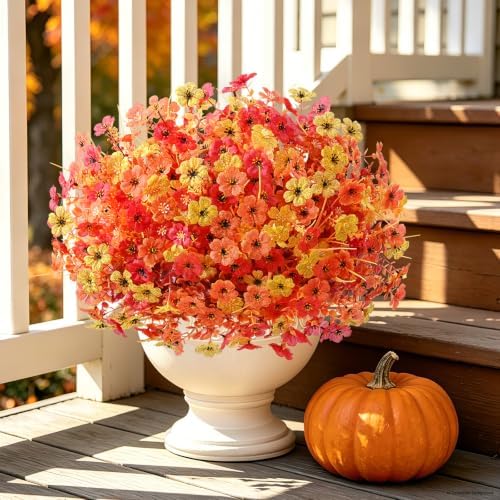 Yastouay Fake Mums, 12 Bundles UV Resistant Artificial Mums for Outdoors - Image 6
