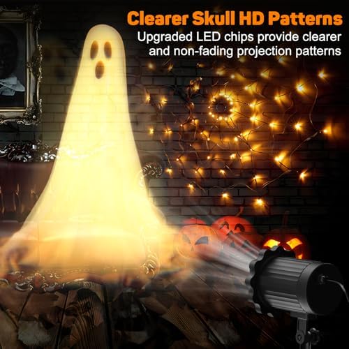 Halloween Projector Lights Outdoor,3D Dynamic Ghost Decorations Light,2026 Upgraded Clearer Ghost HD Patterns,Holiday Light for Home Window Wall Halloween Garage Door Decor - Image 3