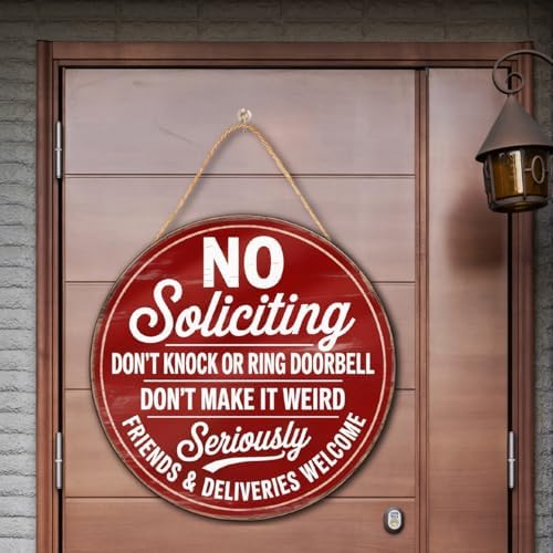 No Soliciting Wood Sign for House Front Door, Don't Knock or Ring Doorbell House Welcome Sign - Image 3