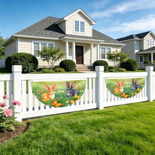 Easter Rabbit Butterflies Semicircular Hanging Decorative Bunting Flag 2pcs - Image 5
