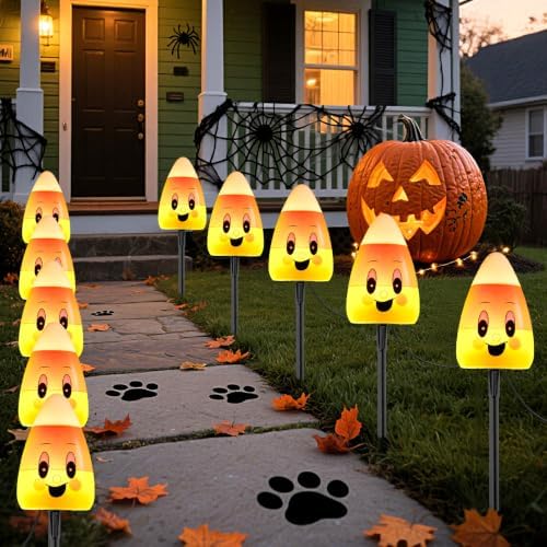 10.5FT Halloween Pathway Lights, 5PK LED Candy Corn Stake Lights by LightupYourLife